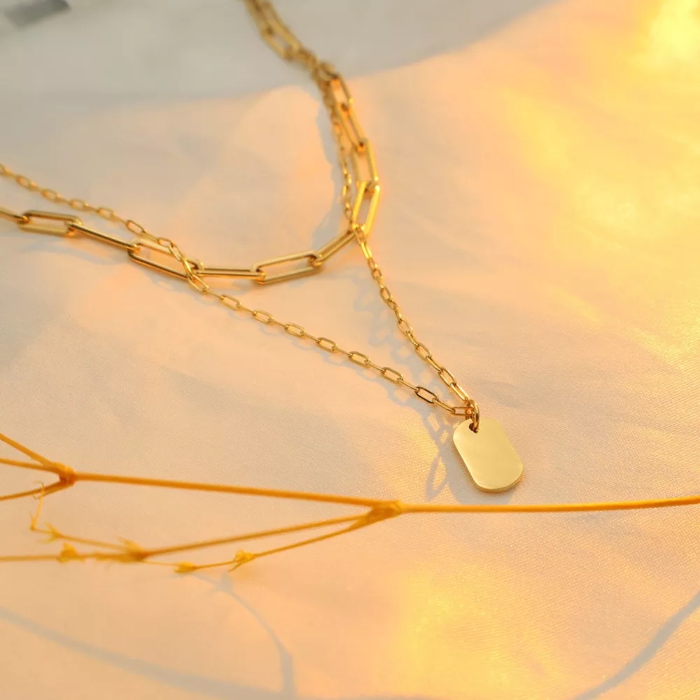 18K Gold-Plated Double Layered Necklace, image 9