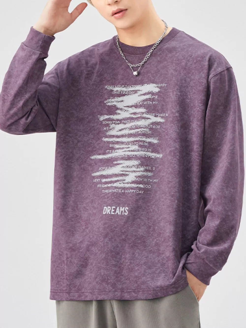 Men's Plus Size Casual Graphic Long Sleeve T-Shirt, image 12