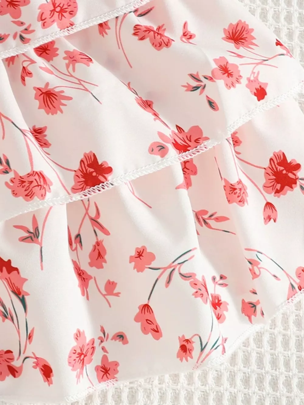 Children's Asymmetrical Neck Top & Floral Layered Skirt Set, image 3