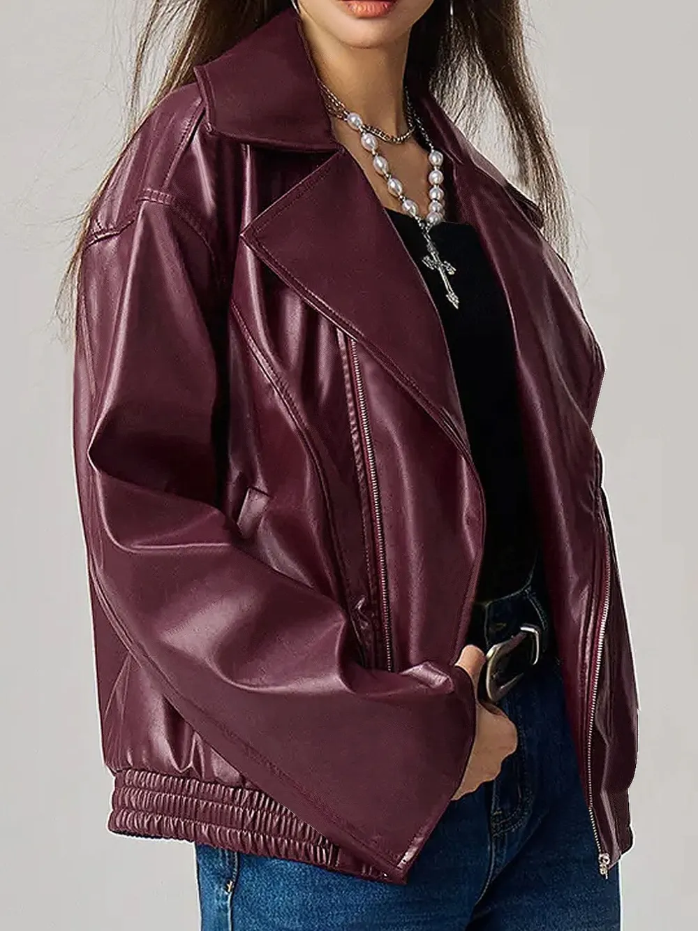 Zip Up Drop Shoulder Jacket, image 3