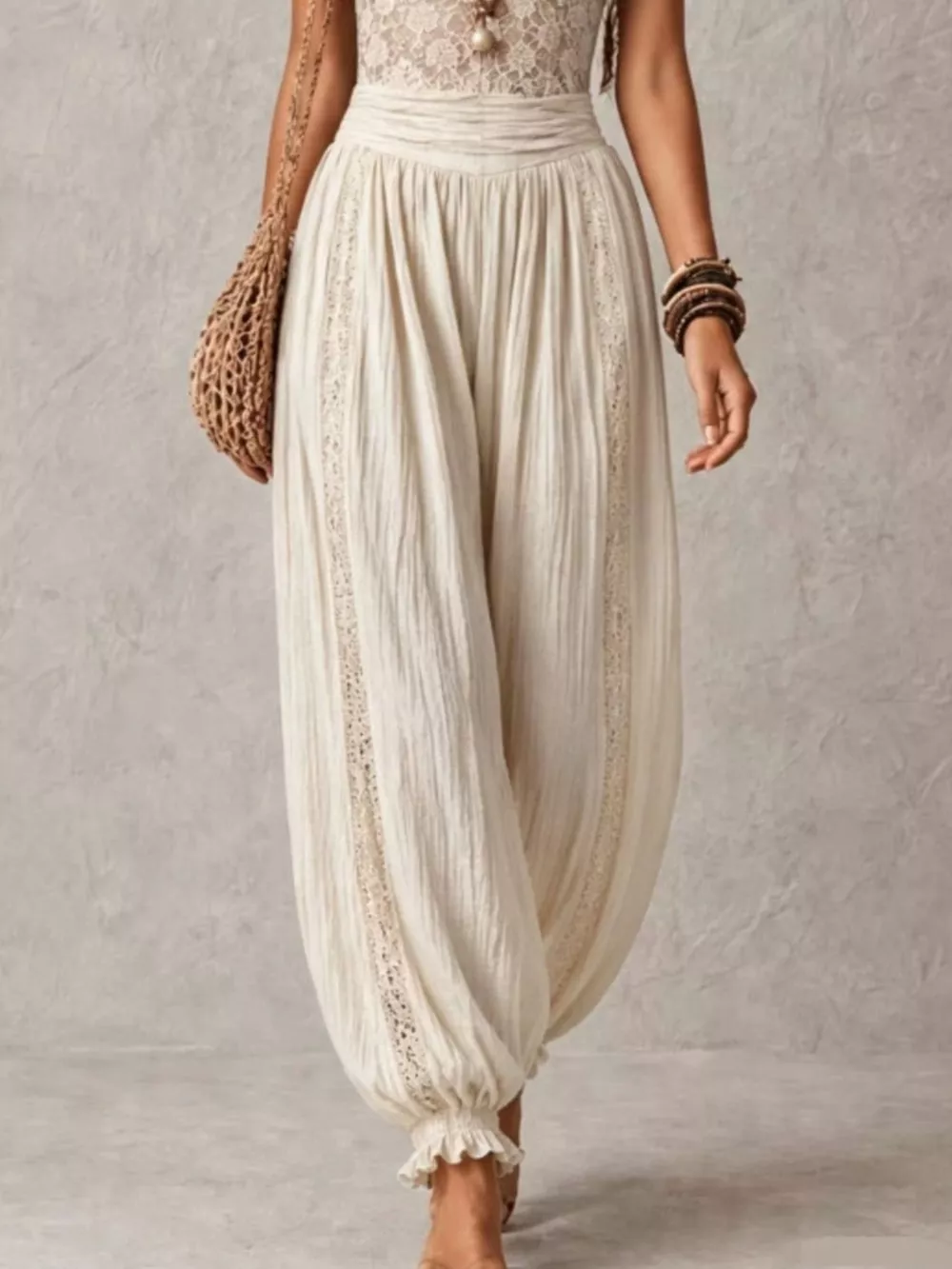 Boho Lace Corset Bodice Jumpsuit with Harem Pants, image 7