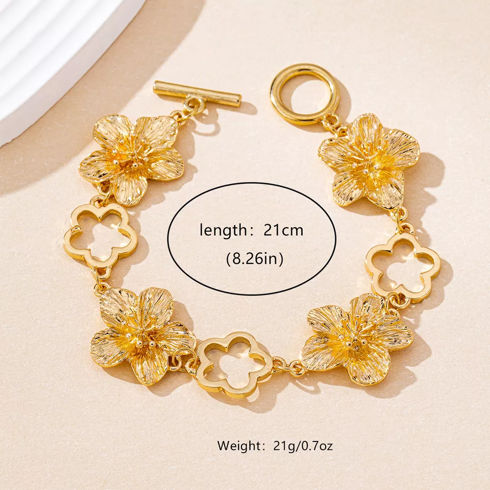 18K Gold-Plated Flower Bracelet, image 5