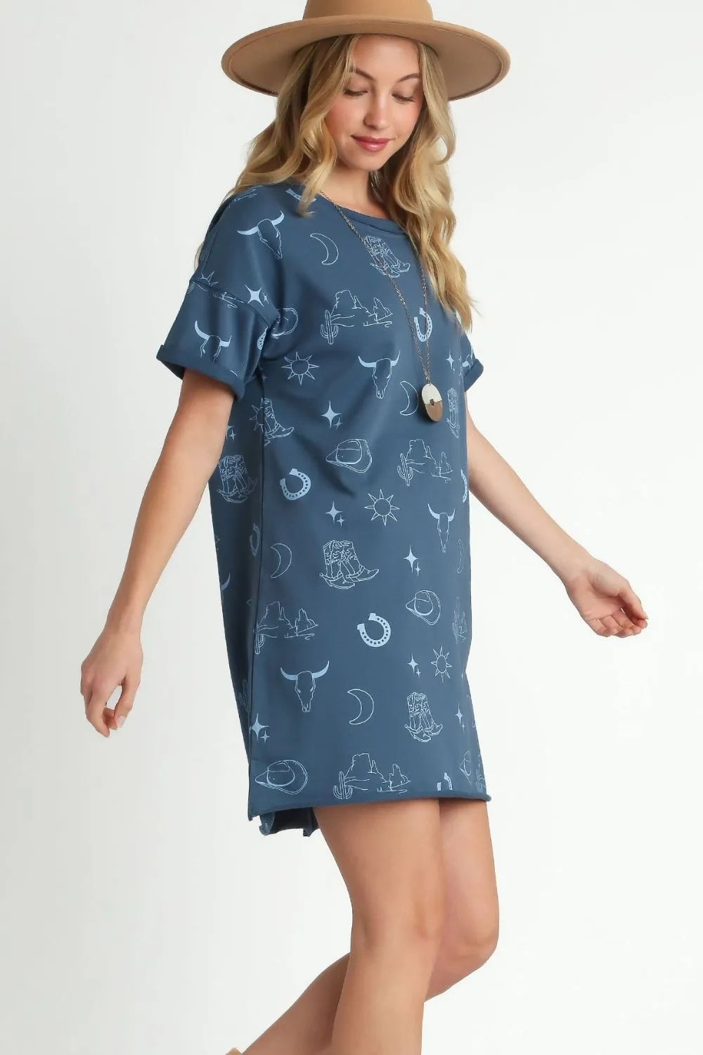 Full Size French Terry Short Sleeve Round Neck Dress Plus Size, image 3
