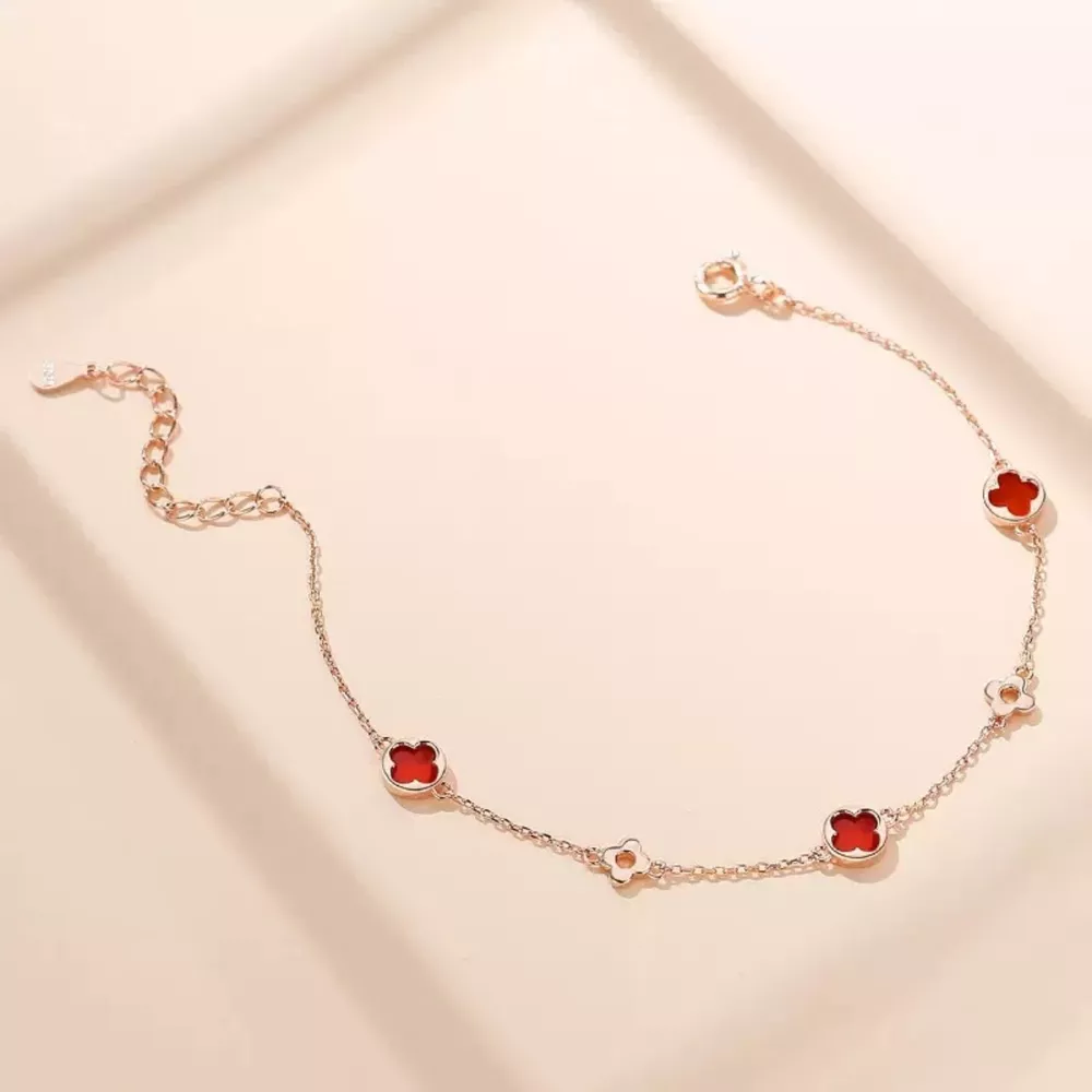 925 Sterling Silver Four Leaf Clover Bracelet