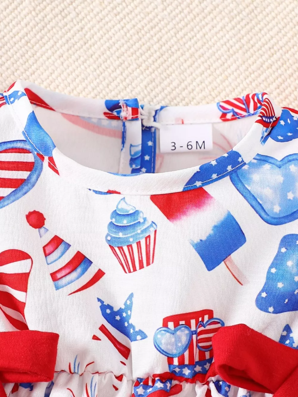 Children's Patriotic Print Ruffle Sleeve One-Piece, image 2