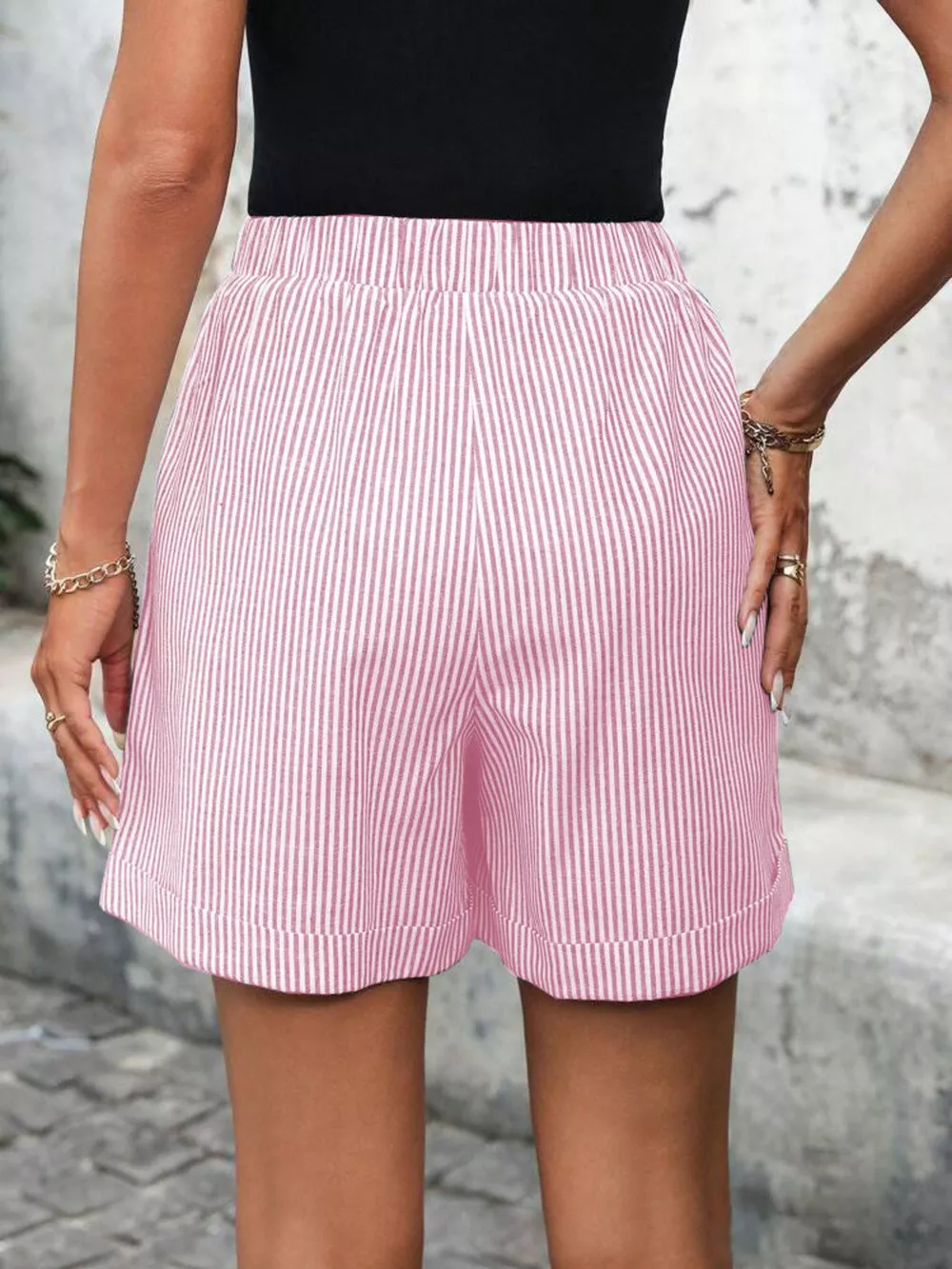 Striped Drawstring Waist Shorts, image 8
