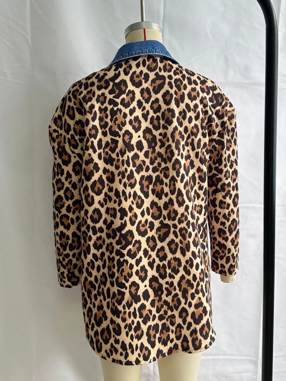 Full Size Leopard Print Colorblock Jacket Plus Size, image 4