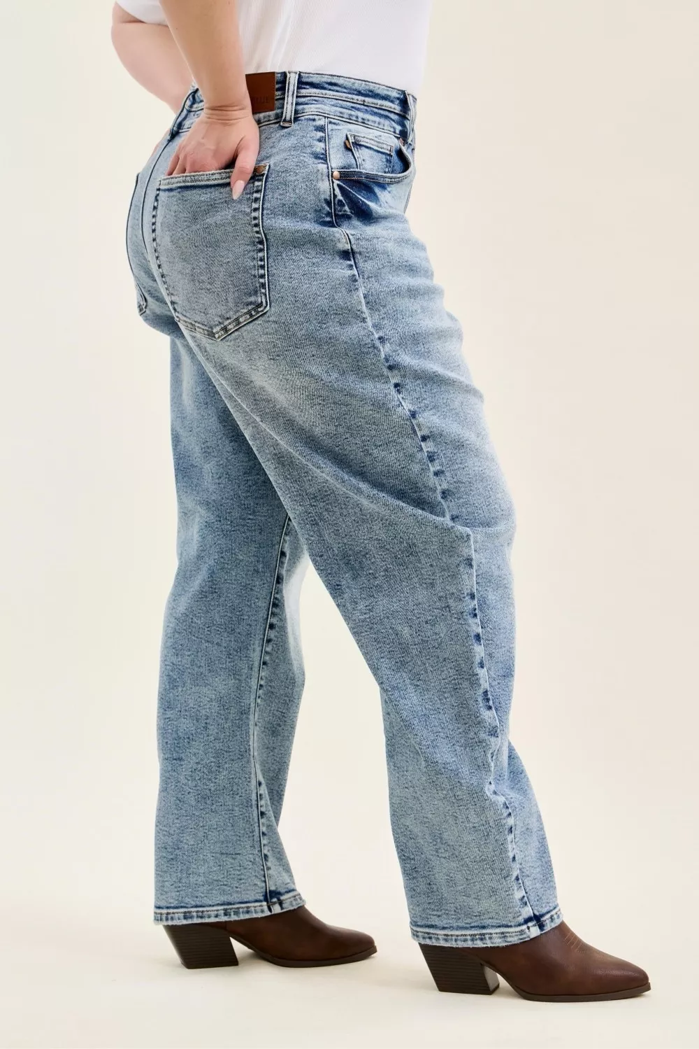 Full Size High Waist Marlow Arc Leg Jeans with Double Waistband Plus Size, image 6