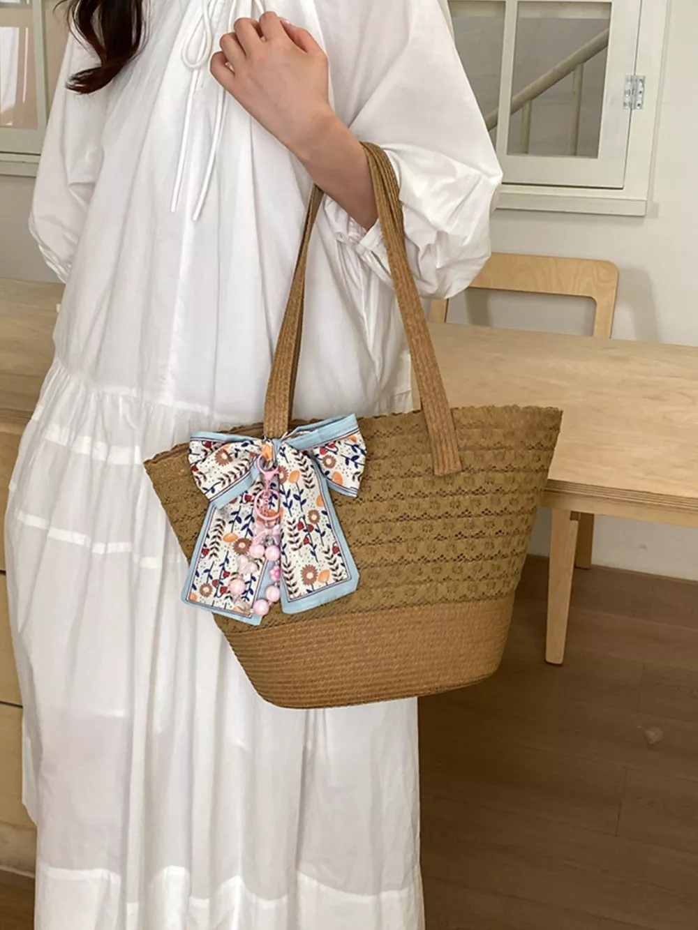 Straw Woven Shoulder Bag, image 4