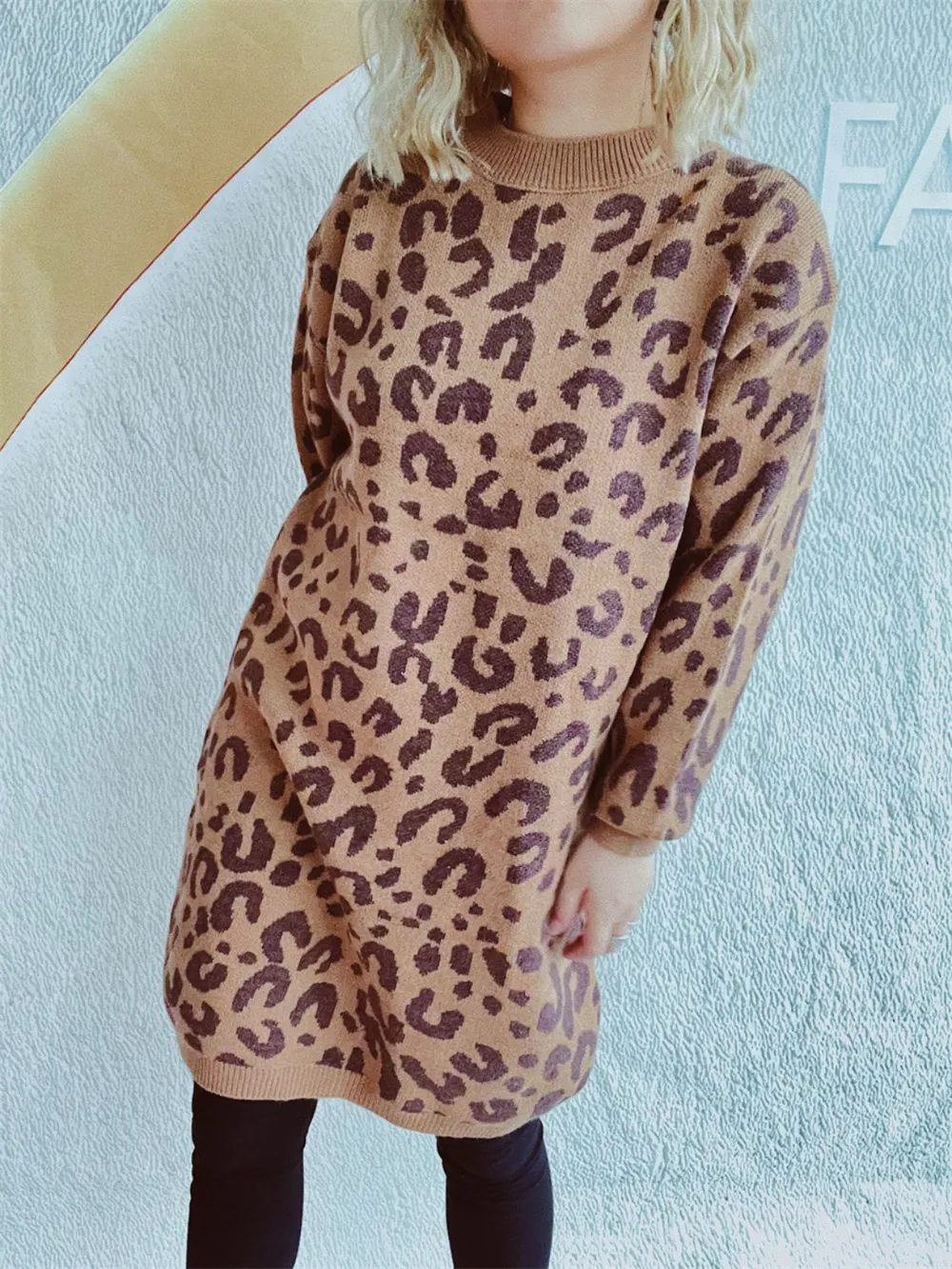 Leopard Round Neck Long Sleeve Sweater, image 14