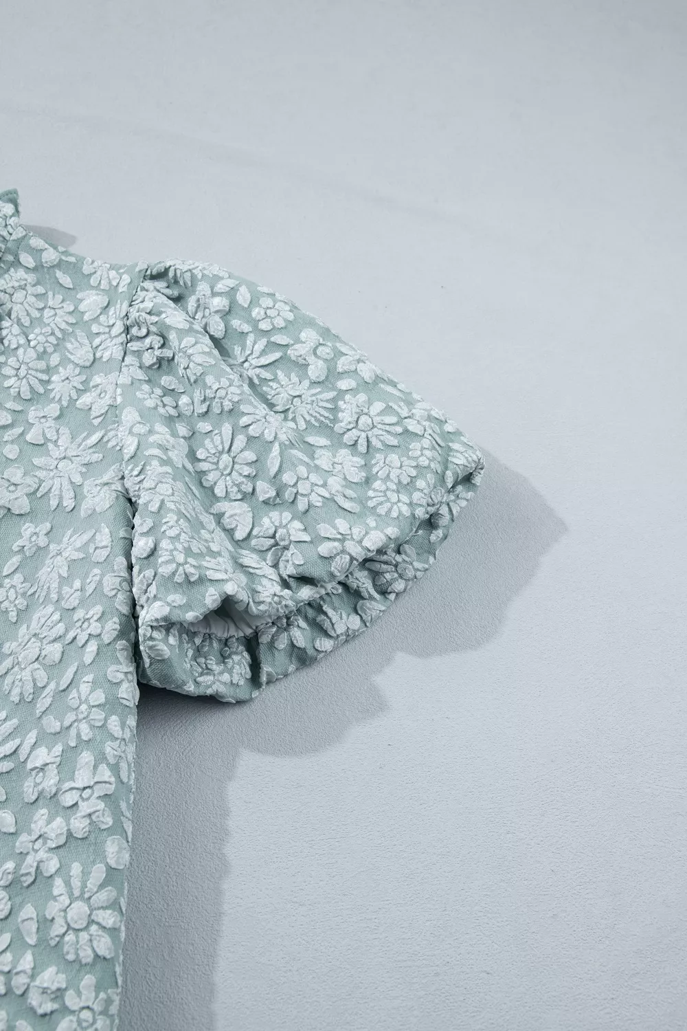 Floral Textured Jacquard Puff Sleeve Blouse, image 7
