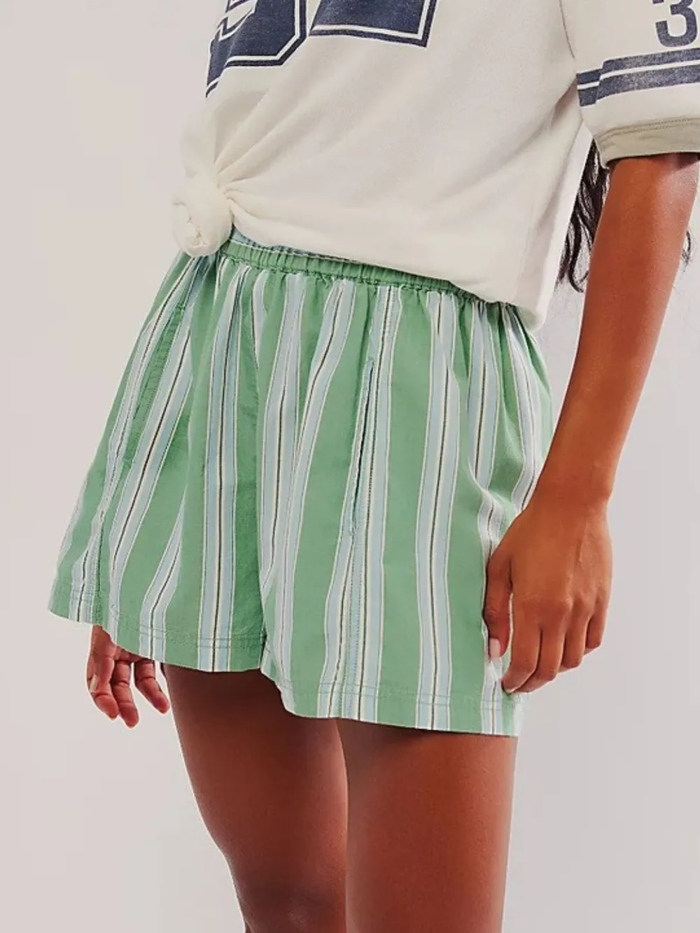 Striped Elastic Waist Shorts, image 26
