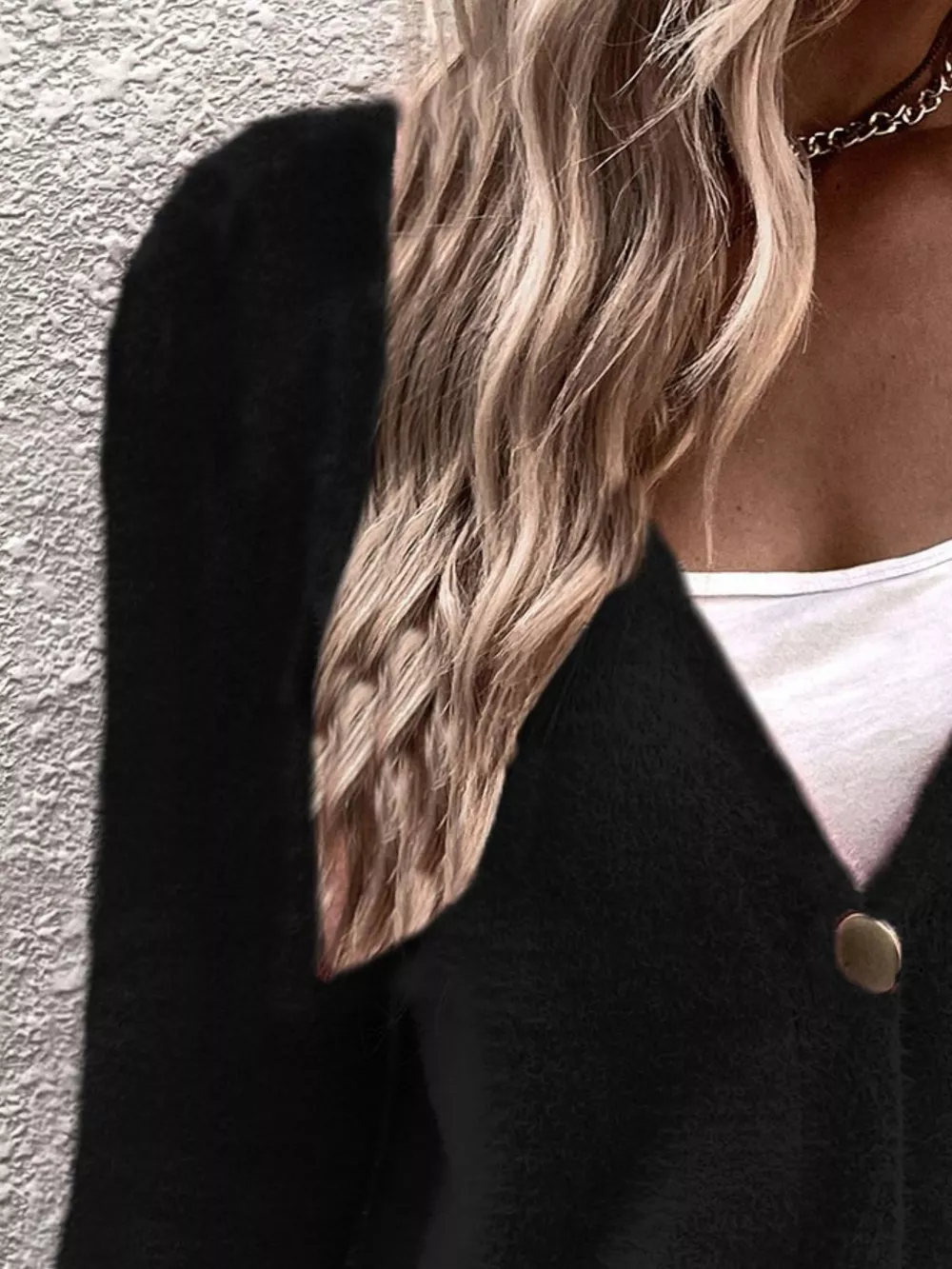 Soft Fuzzy V-Neck Button-Down Cardigan, image 11
