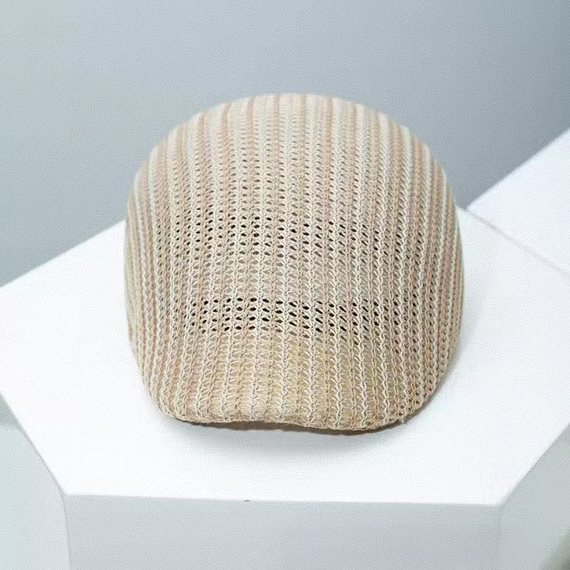 Striped Breathable Beret Hat, image 3