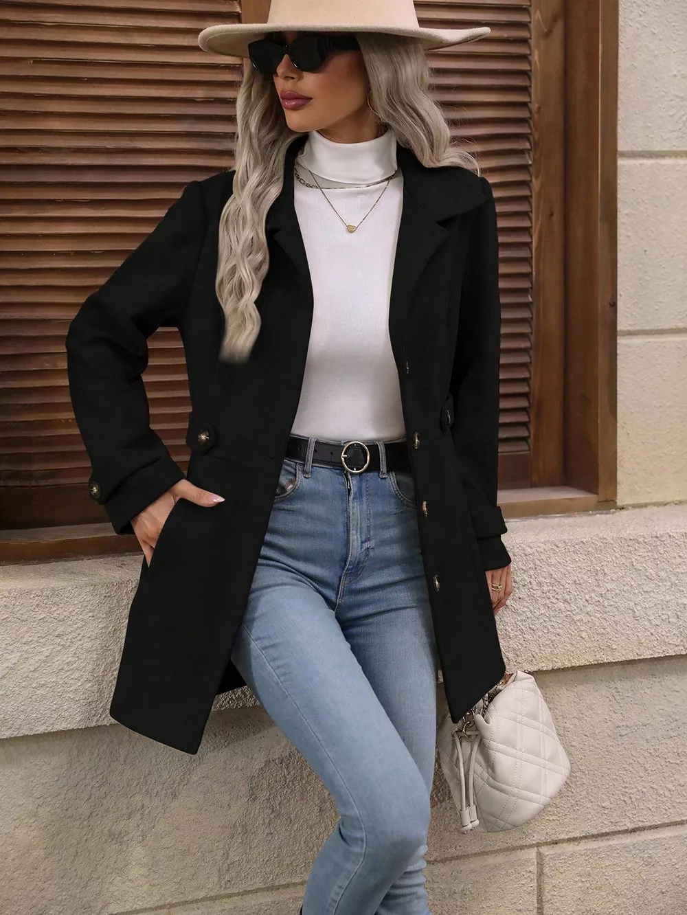 Collared Neck Button Up Coat, image 19