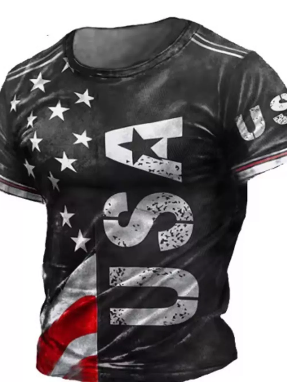 Men's Full Size USA Flag Print T-Shirt Plus Size