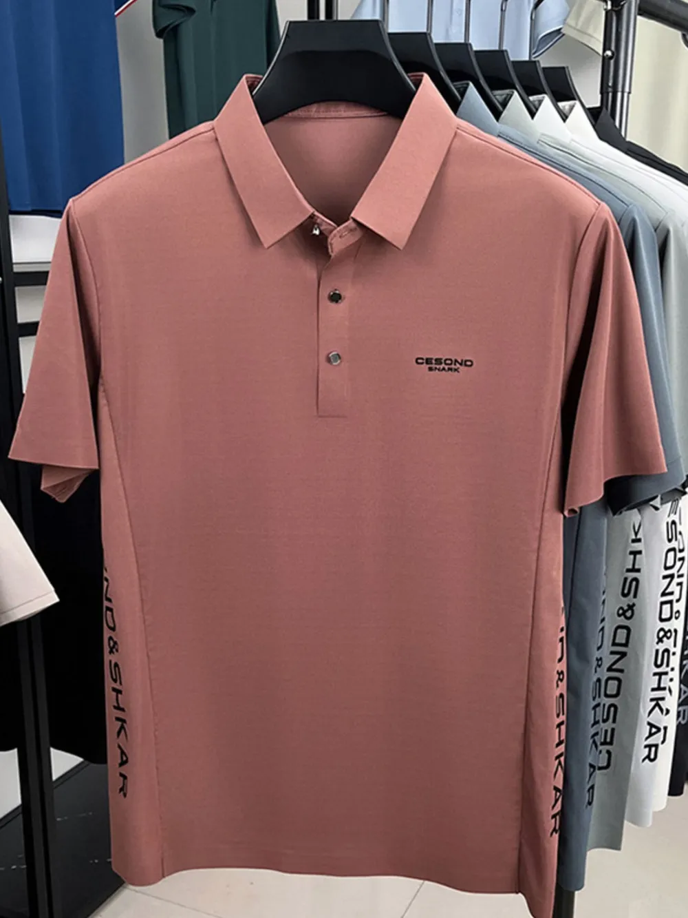 Men's Plus Size Letter Short Sleeve Polo, image 6