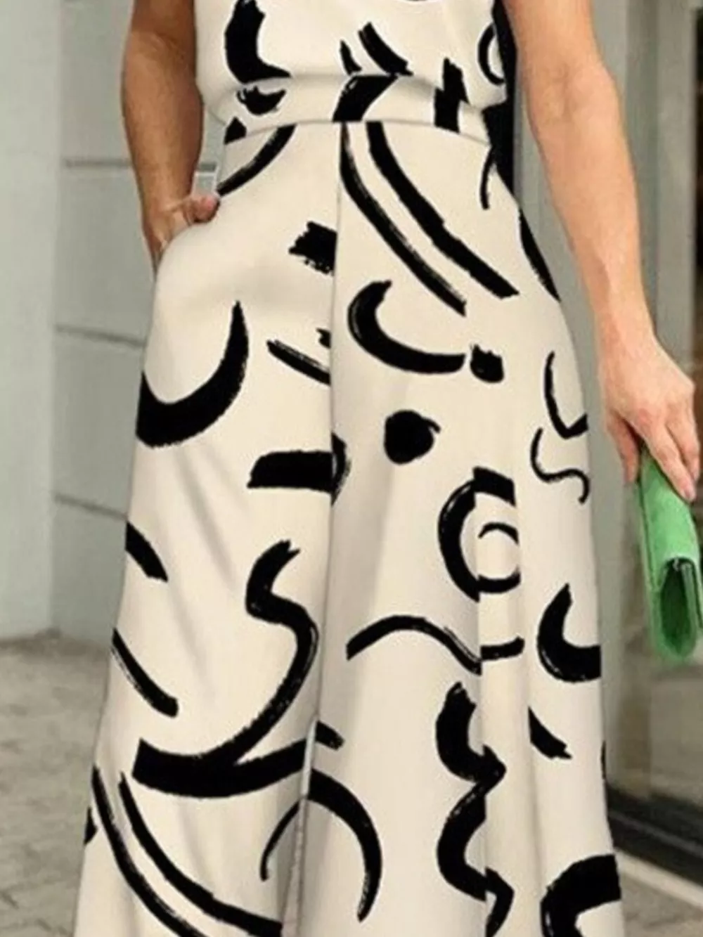 Halter Neck Abstract Print Wide Leg Jumpsuit, image 9