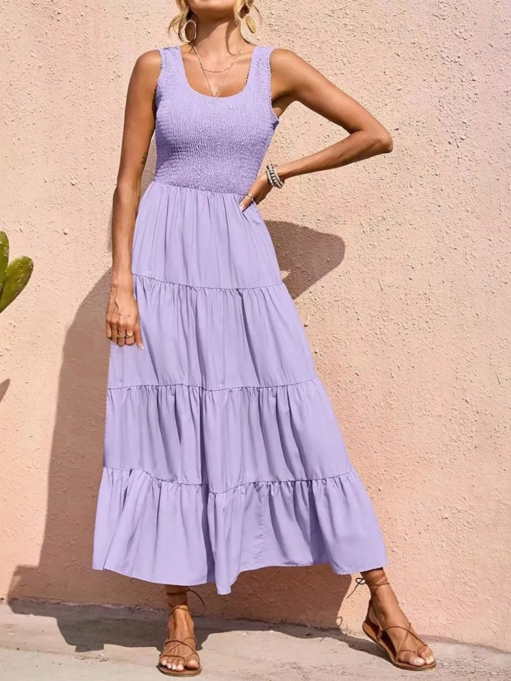 Tiered Smocked Wide Strap Dress, image 28