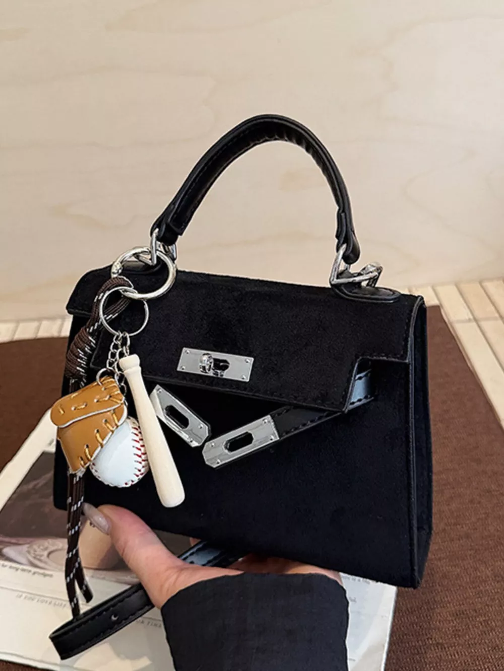 Crossbody Bag with Baseball Charm, image 5