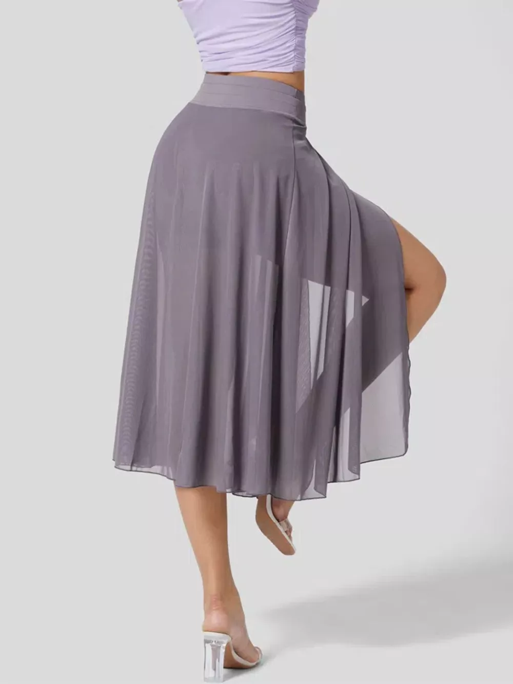 Slit Flowy Skirt with Shorts Liner, image 21
