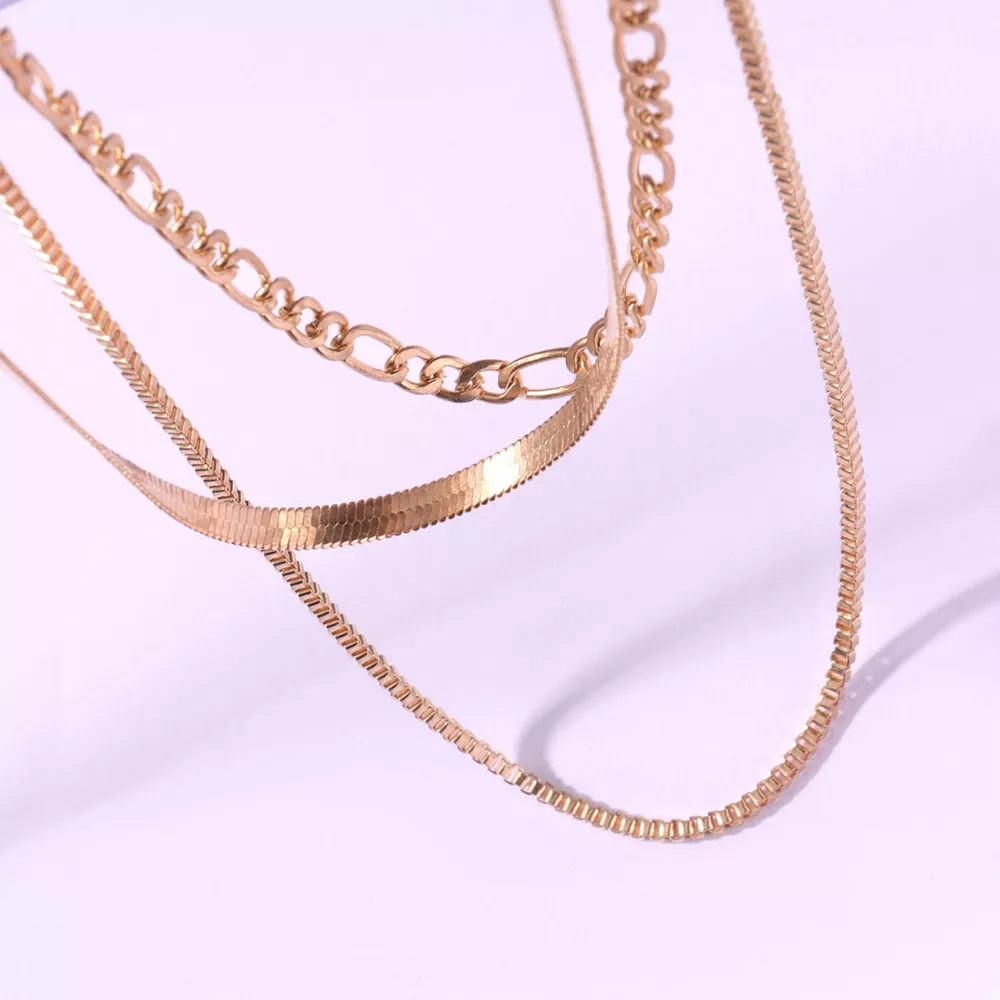 18K Gold-Plated Three-Layered Necklace, image 7