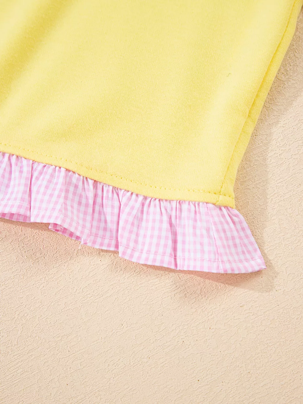 Contrast Frill Hem Round Neck Top and Shorts Set, image 9