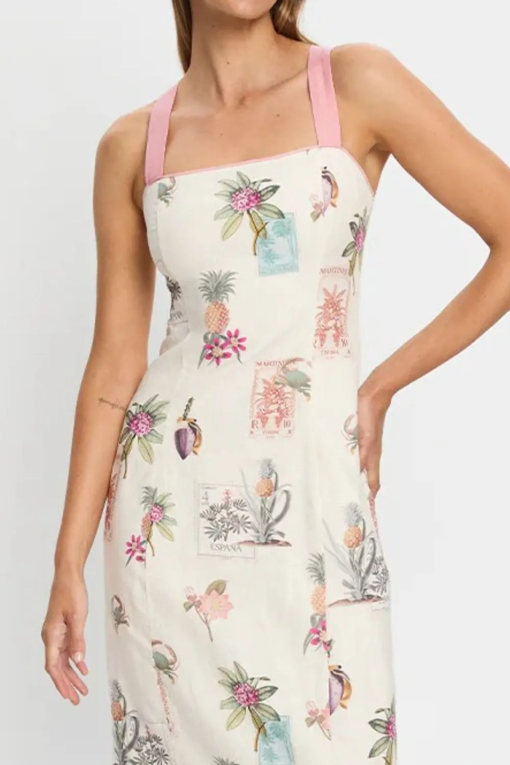 Printed Square Neck Summer Midi Dress, image 5