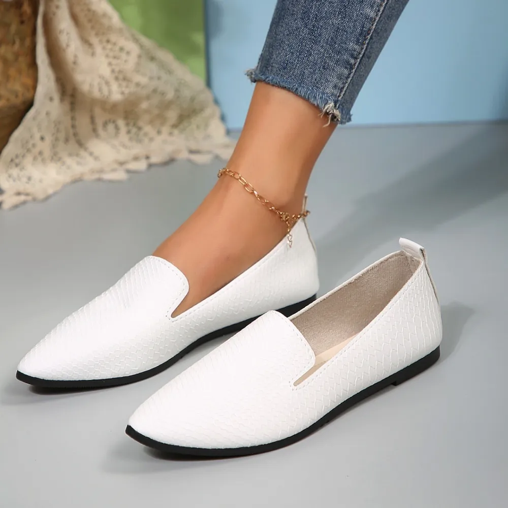 Snake Print Pointed Toe Slip-Ons, image 3