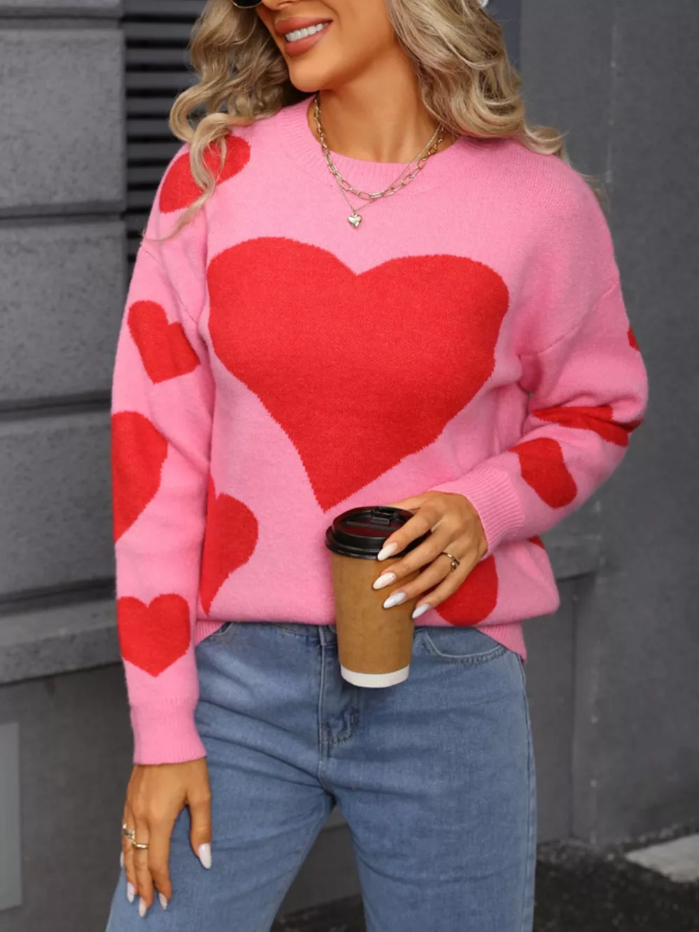 Valentine's Day Heart Crew Neck Sweater, image 11