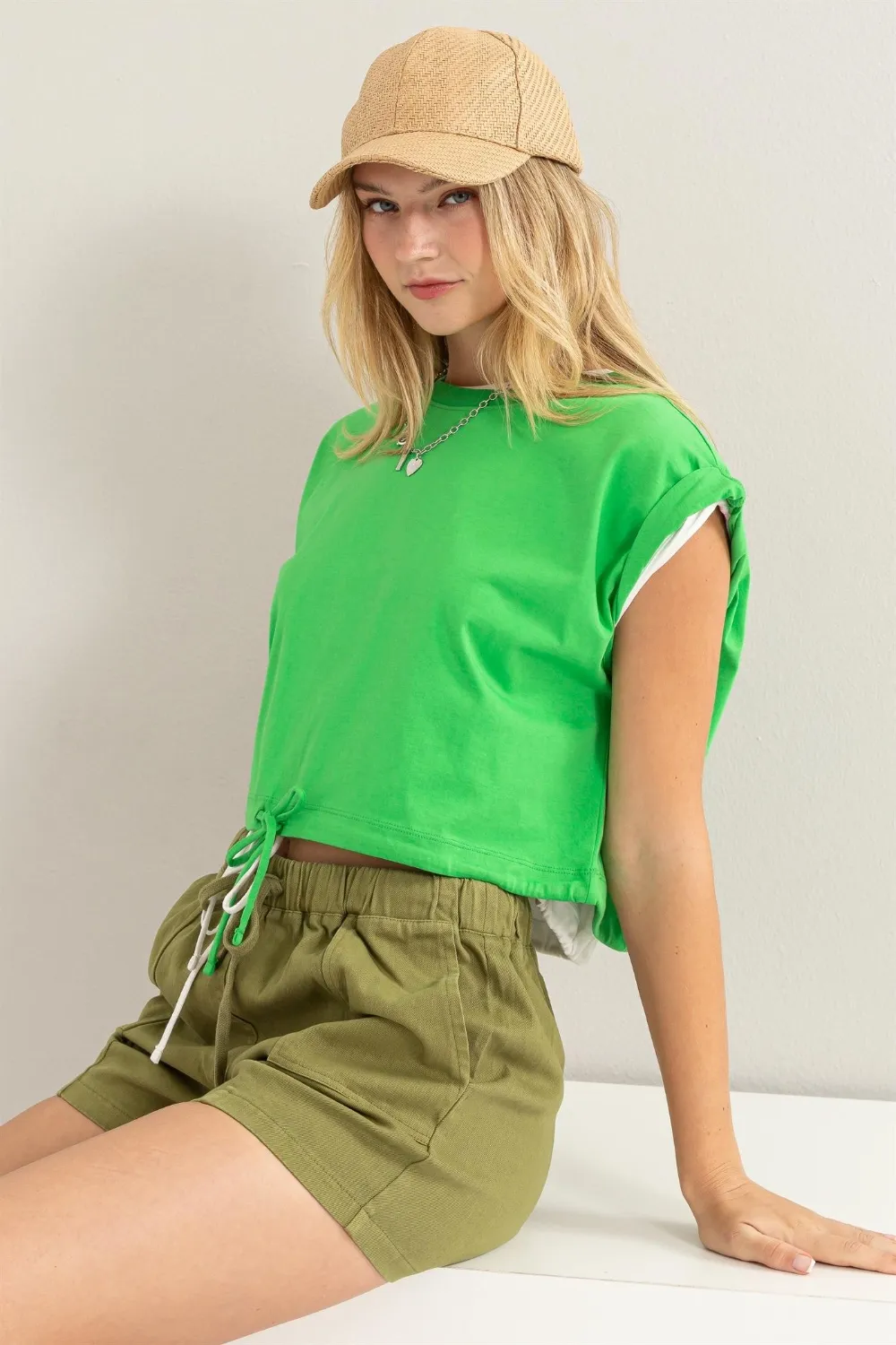 Drawstring Hem Crop Top, image 4
