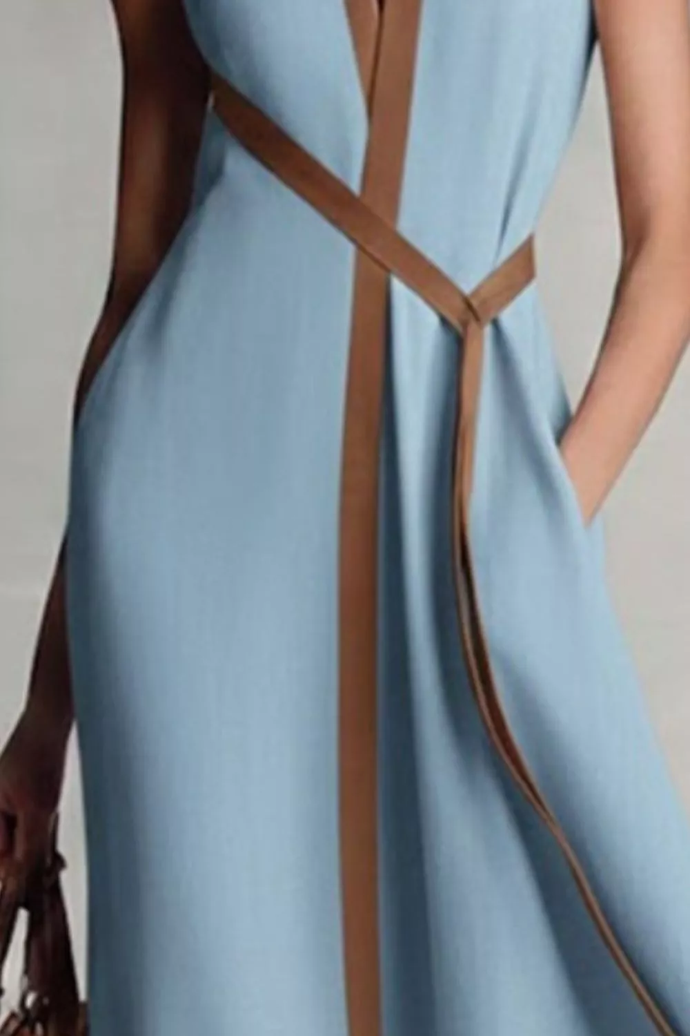 Sleeveless Contrast Trim Midi Dress, image 6