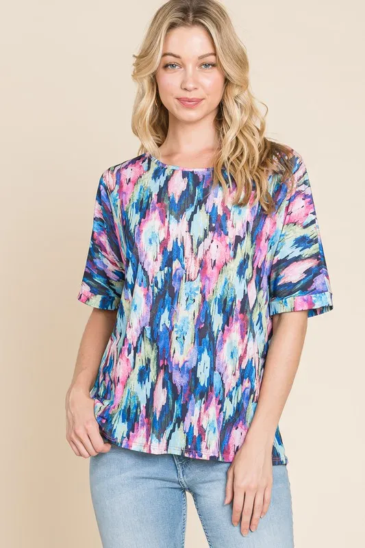 Lightweight Contrast Round Neck Short Sleeve T-Shirt, image 3
