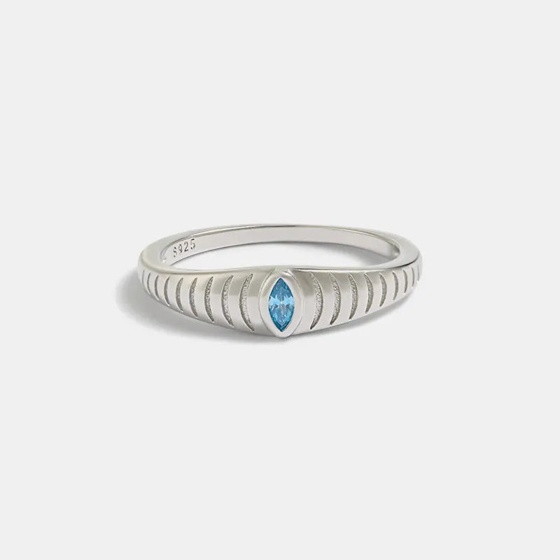 925 Sterling Silver Inlaid Zircon Ring, image 5