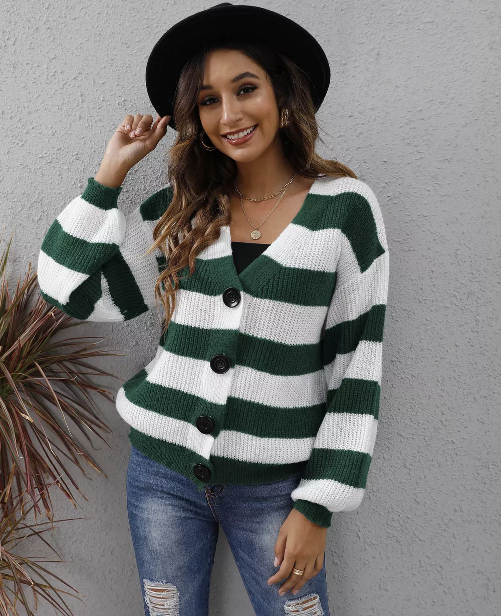 Striped Button-Up Long Sleeve Cardigan, image 12