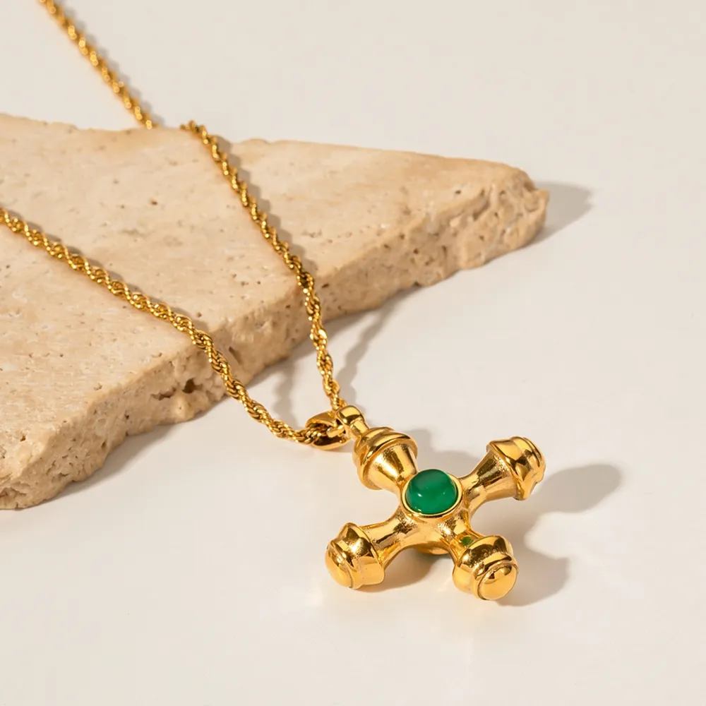Gold-Plated Stainless Steel Cross Shape Pendant Necklace, image 4