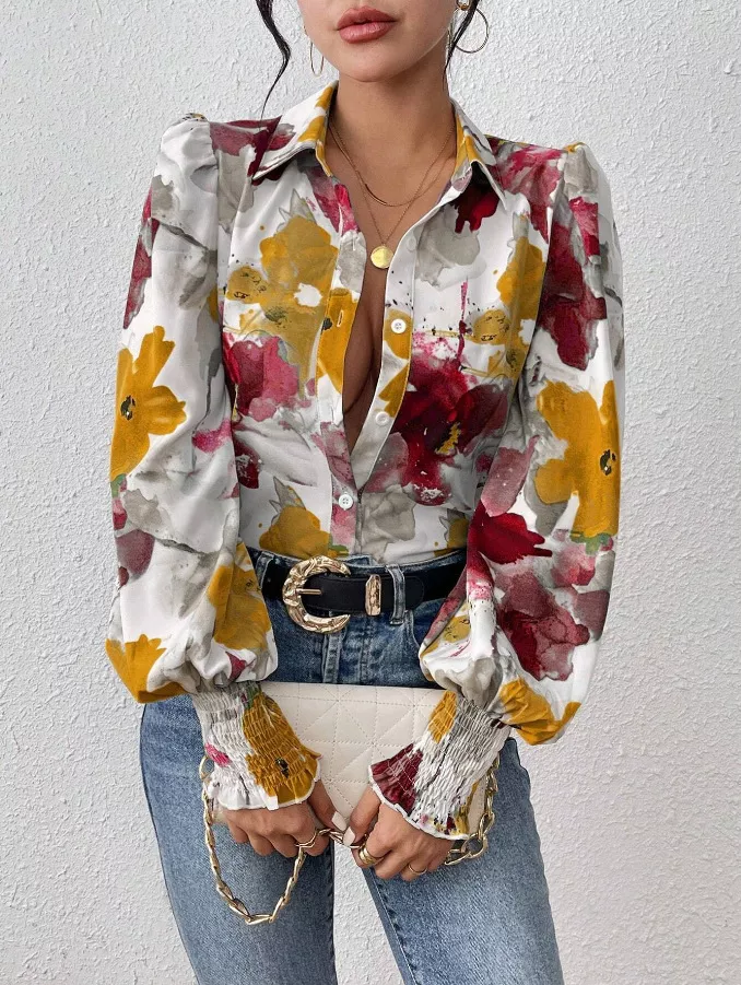 Floral Print Long Sleeve Shirt, image 19