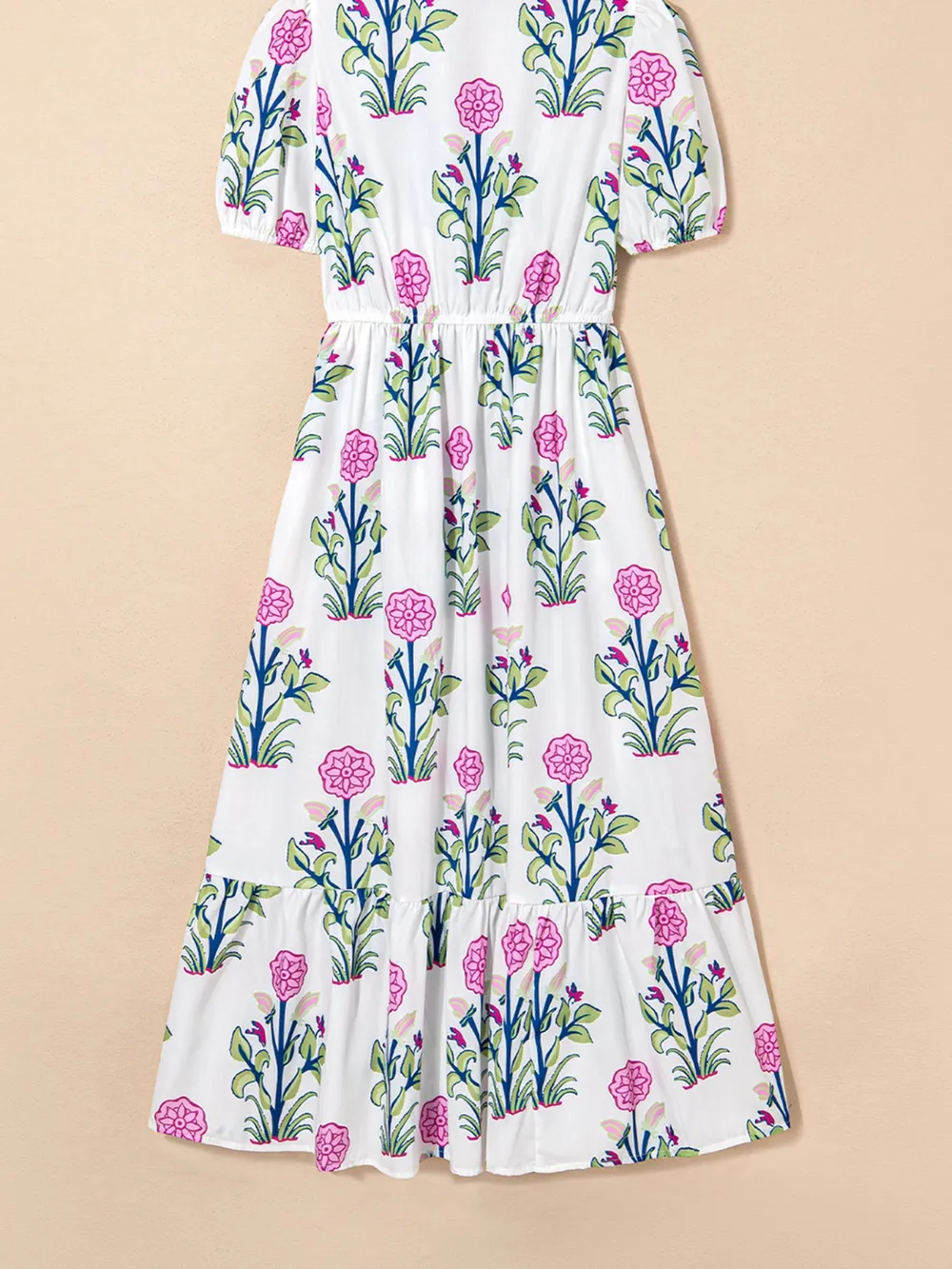 Printed Short Sleeve Midi Dress with Pockets, image 12