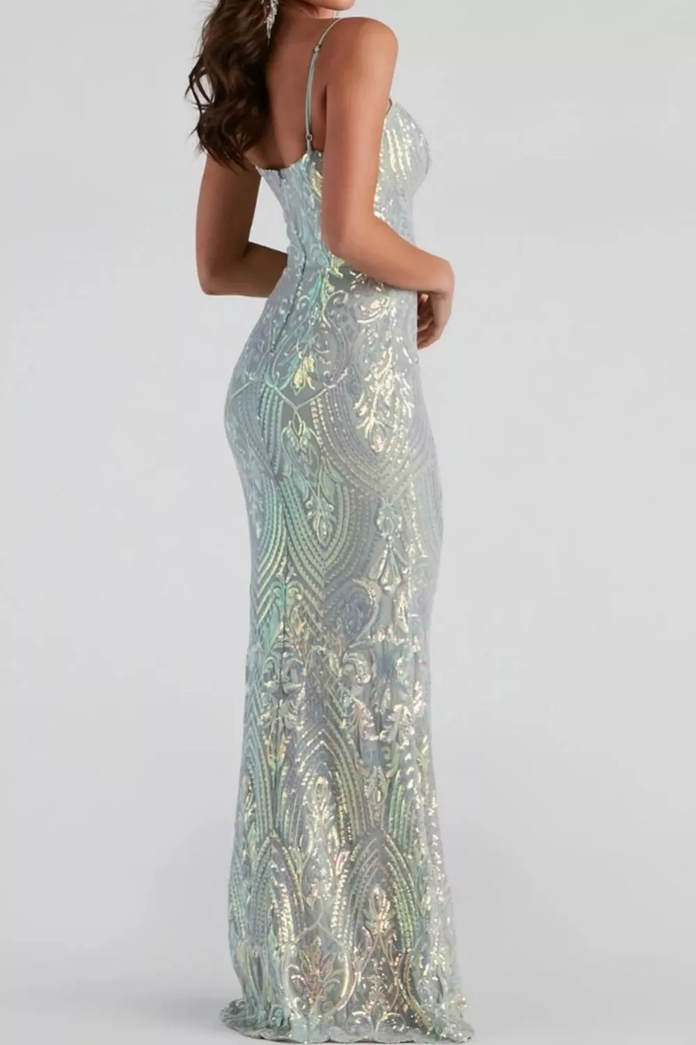 Sequin Mermaid Evening Maxi Cami Dress, image 2