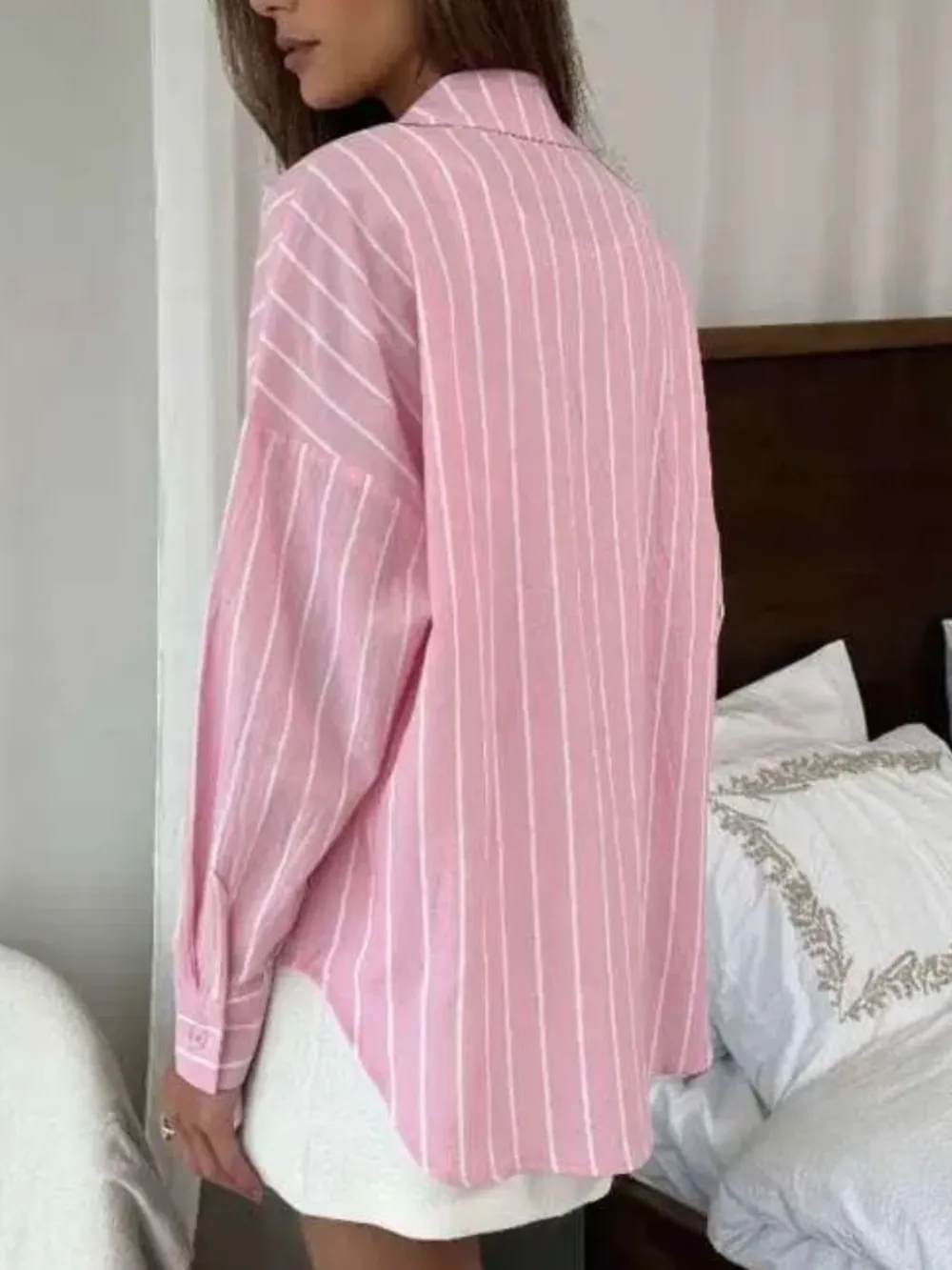 Striped Collared Neck Long Sleeve Shirt, image 13