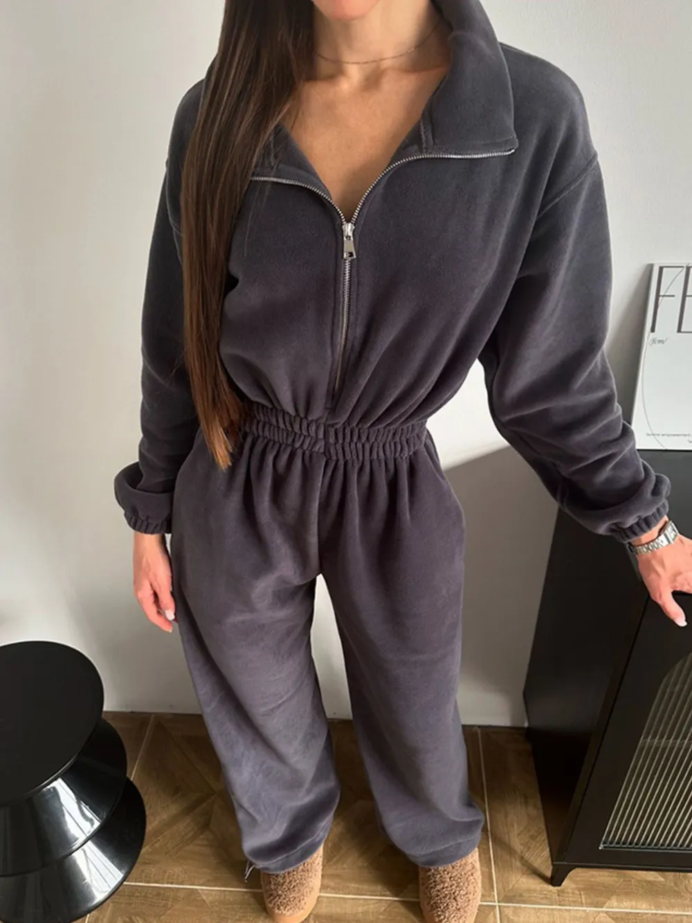 Zip Front Long Sleeve Jumpsuit, image 13