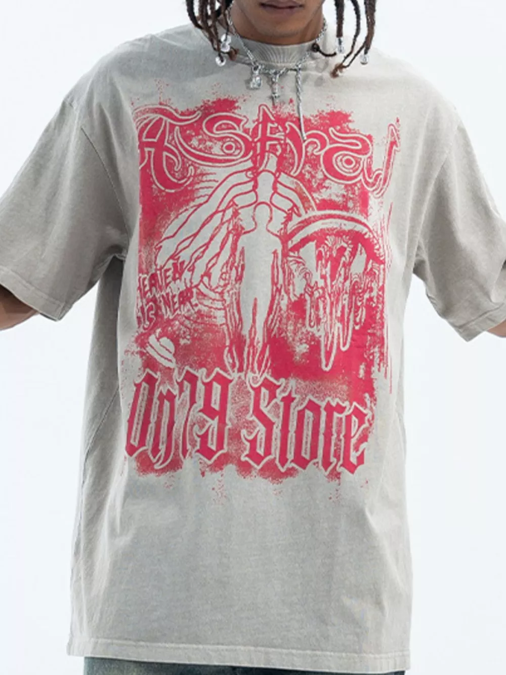 Men's Graphic Round Neck Oversized T-Shirt, image 2