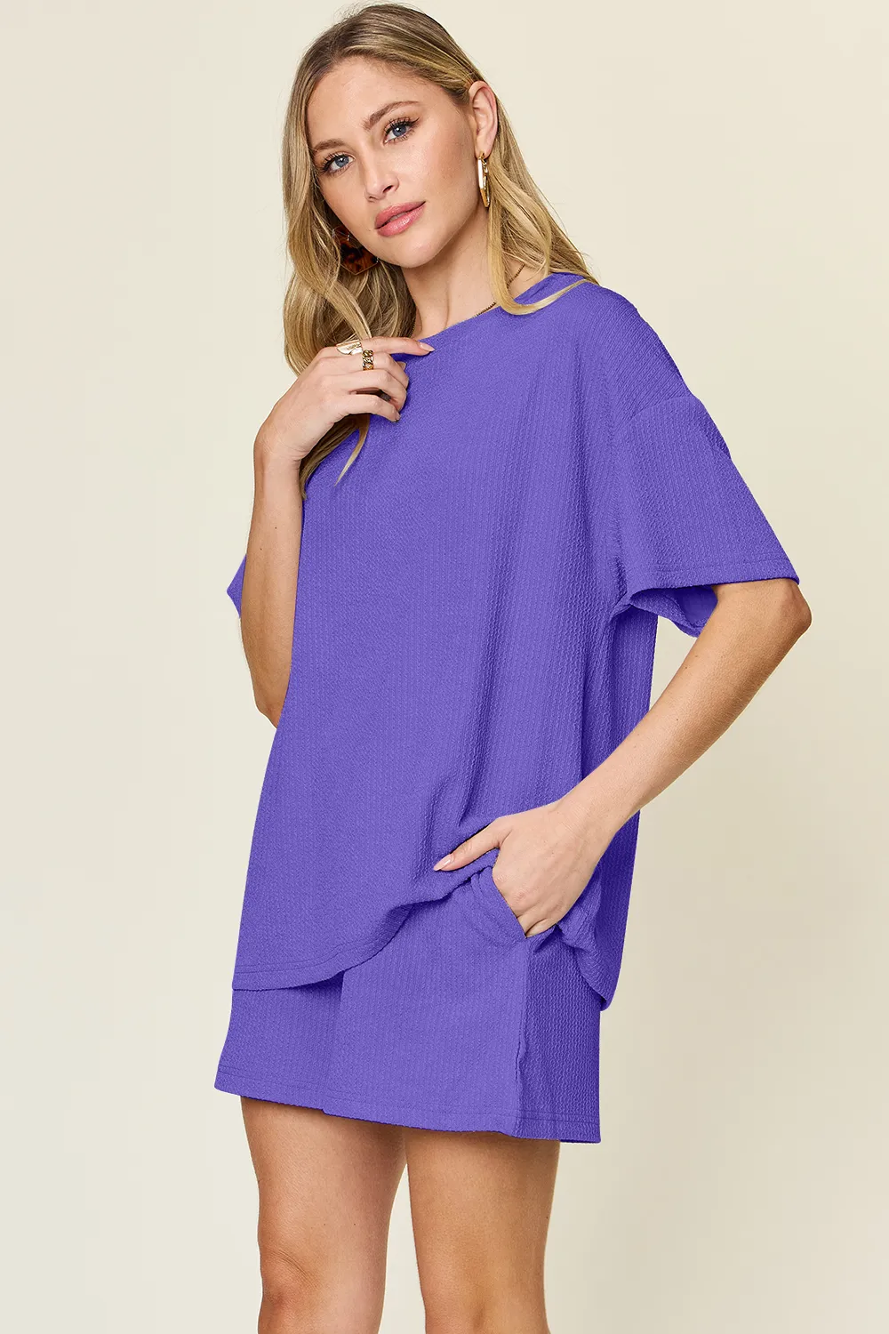 Basic style Round Neck Solid Set, image 16