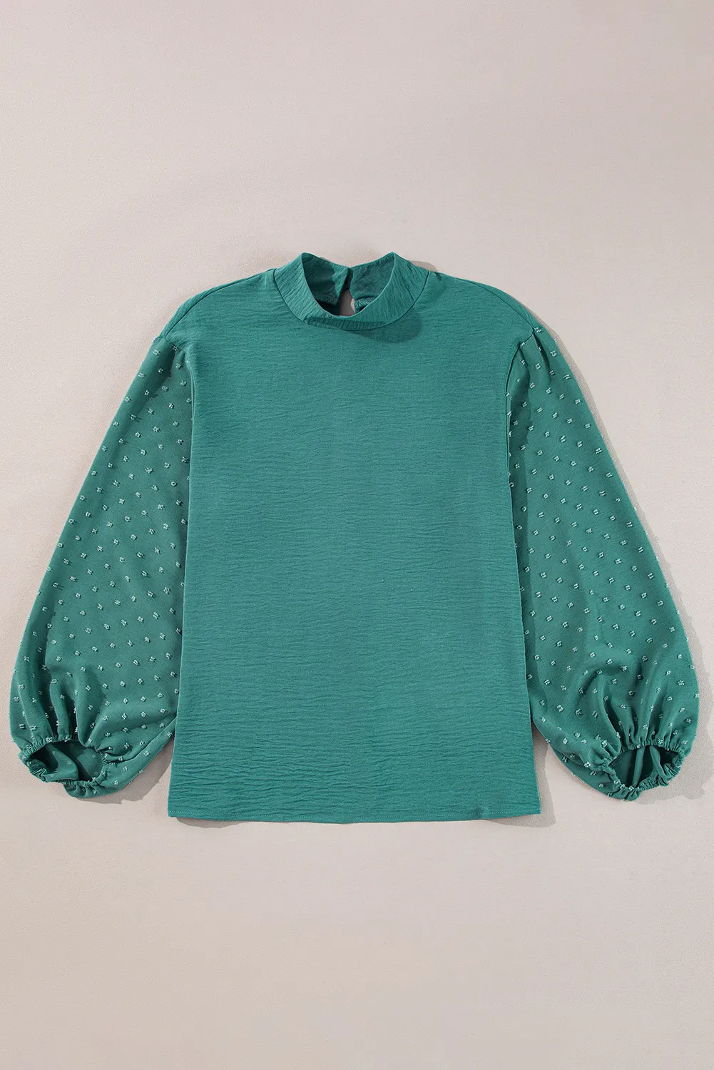 Swiss Dot Mock Neck Balloon Sleeve Blouse, image 5