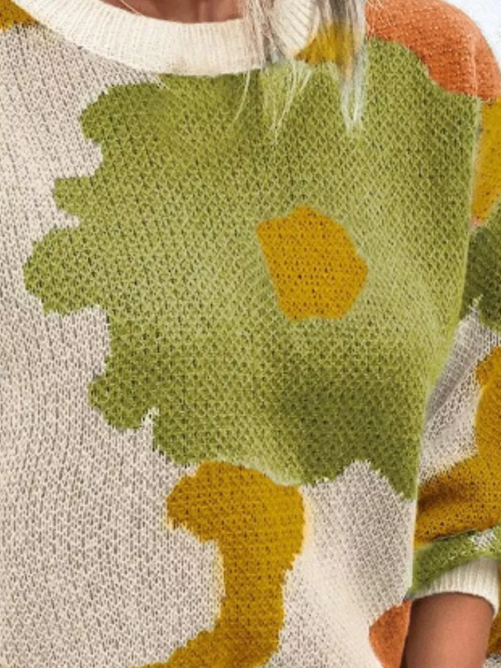 Floral Pattern Round Neck Sweater, image 15