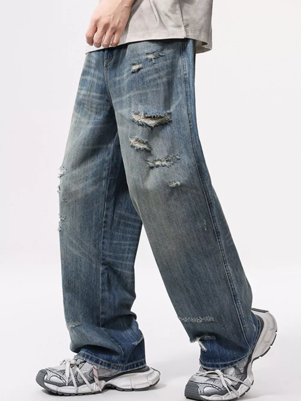 Men's Full Size Distressed Wide Leg Jeans Plus Size, image 2