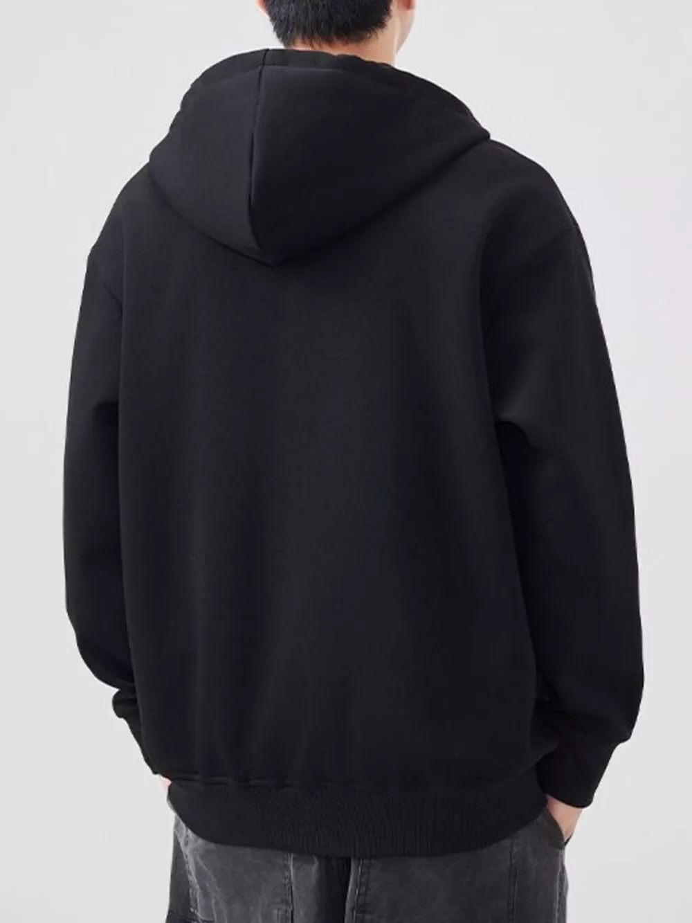 Men's Plus Size Solid Color Zip-Up Hoodie, image 8