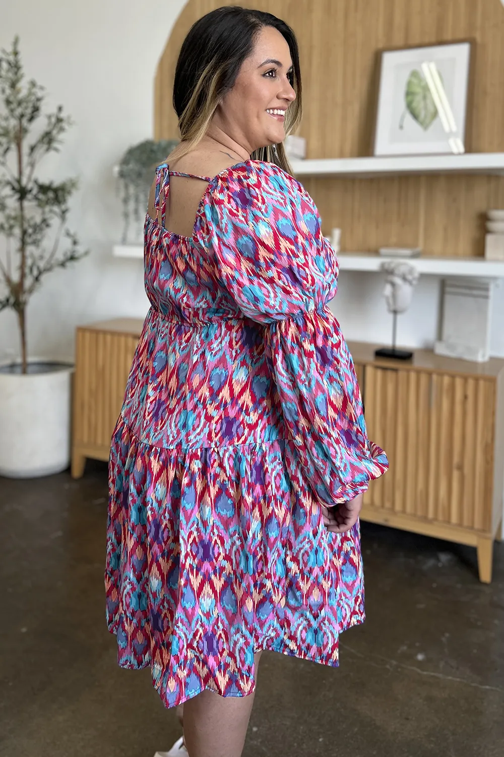 Full Size Printed Long Sleeve Dress, image 16