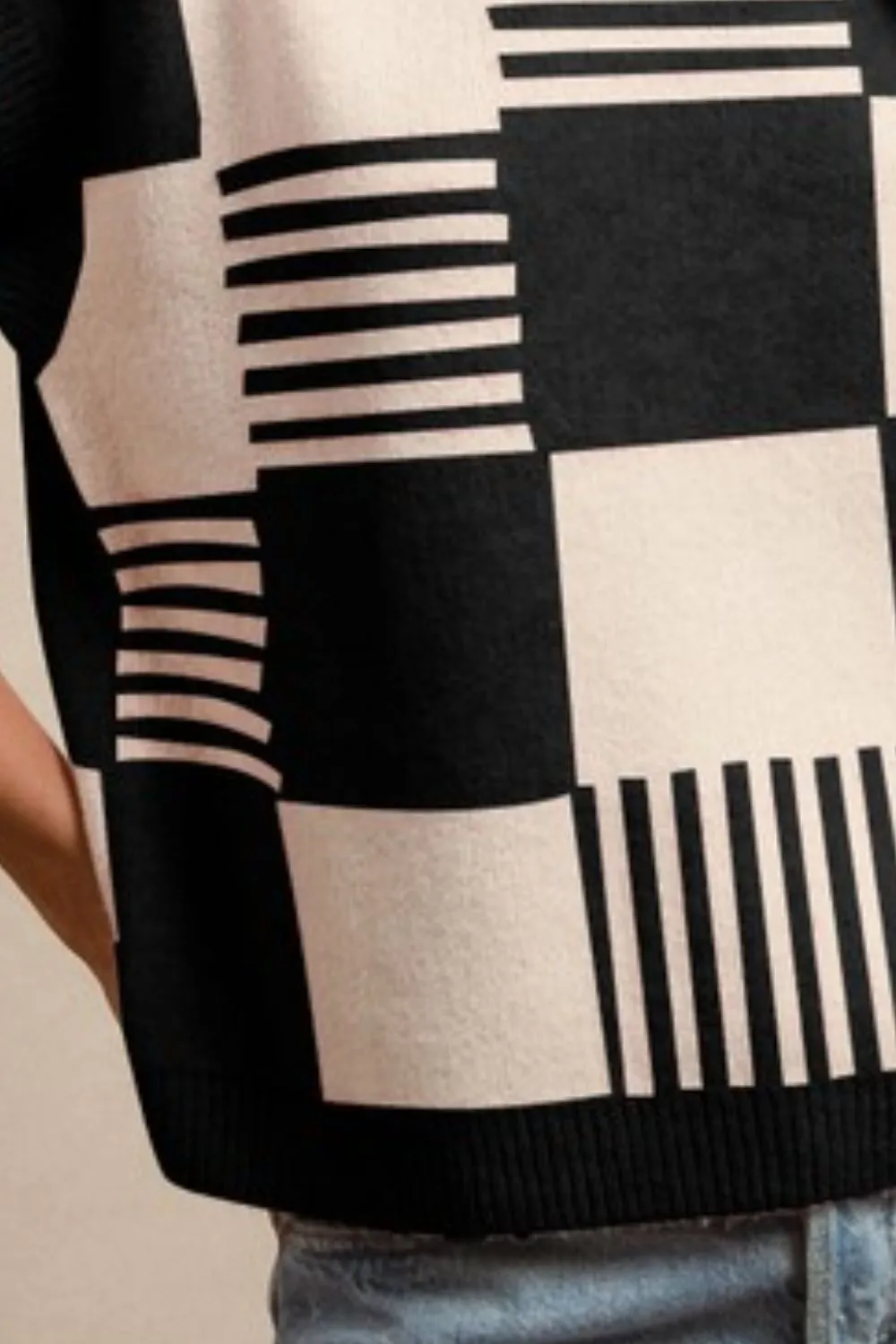 Checker With Stripes Pattern Sleeveless Sweater, image 3