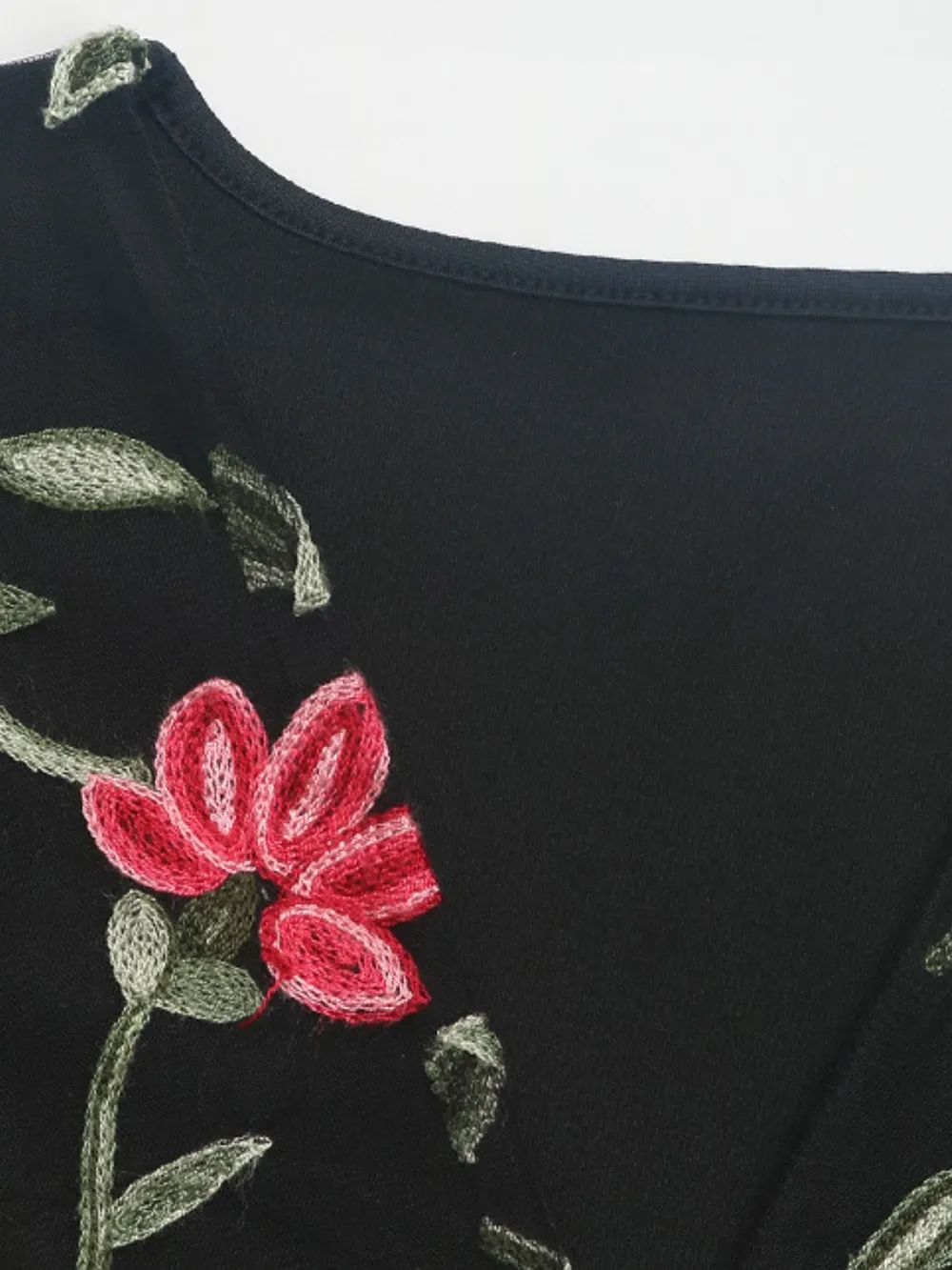 Embroidered V-Neck Floral Bodysuit, image 7